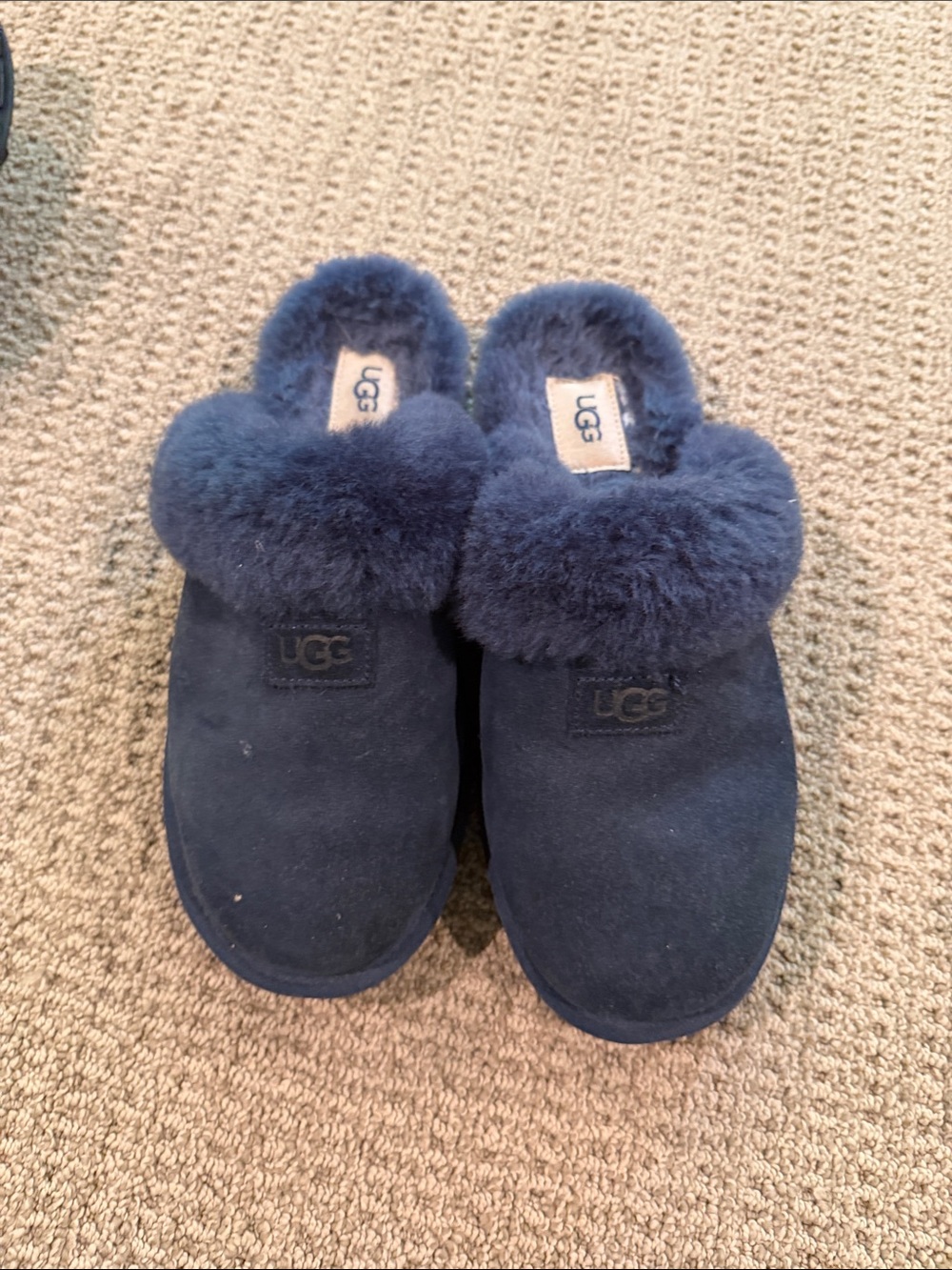 UGG Navy Blue Shearling Clog Slippers